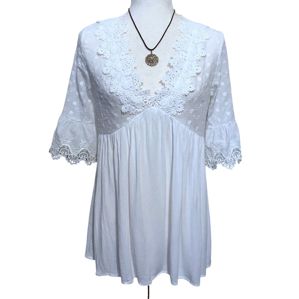 Maison Mascallier NWOT White Babydoll Blouse Women S